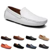 Lederen Doudou Mannen Casual Driving Schoenen Ademend Soft Sole Mint Groene Tan Watermeloen Navy Wit Ivoor Zilver Geel Grijze Schoeisel Jogging Lopen Sneakers 16-13