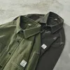 Осенний стиль Workwear вскользь рубашка чистый хлопок с длинным рукавом мужская сплошная цветная рубашка мода универсальная рабочая молодежная куртка 210531