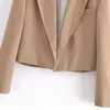 Mujeres Verano Casual Blazers sueltos Abrigos ZA Manga larga con muescas Sólido Mujer Elegante Blazer Ropa exterior Ropa 210513