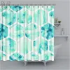 Shower Curtains Welcomed Blue Bathroom Curtain Watercolor Marble Grained Polyester Fabric Bath Decor Bathing Cover