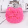 Cute Cat Pompom Keychain Soft Faux Fur Embroidery Cat Pattern Key Chain Handbag Hanging Pendant Keyrings Accessories