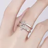 Double Layer Diamond Jesus Cross Ring Band Finger Open Adjustable Hollow chunky Stacking Rings Women Couple Fashion Jewelry Gift Will and Sandy