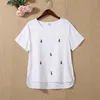 100% Cotton Plus Size 6XL Women Spring Summer Style T-Shirts Tops Lady Casual Half Sleeve Embroidery Tees Shirts DF2465 210609