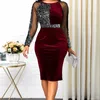 Autumn Bodycon Dress Women 2022 Casual Plus Size Mesh Manga longa Escritório Lady Lady Lady Vintage Sexy Party Dresses Vestido