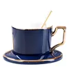 Copos de xícaras Luxo Minimalista Cerâmica Copo de Café com Colher Nordic Home Tarde Chá de Alta Qualidade Porcelana e Saucer Set MM60BYD