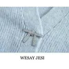 Wesay Jesi秋冬女性ニットカーディガンボタン長袖Vネック緩いセーターカジュアルファッションシックなトップス210806