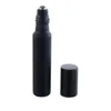 10ml matte black glass essential oil bottles Empty Eye cream steel ball roller on bottle