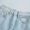 Femme jean vêtements taille haute déchiré été Streetwear Baggy jambe large Vintage mode pantalon droit 210531