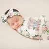 A890 Wickeldecke für Kleinkinder, Blumenmuster, Decken, Kinderzimmer-Bettwäsche, eingewickeltes Tuch mit Schleife, Stirnband, Foto-Requisiten