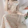 Bebek Yakası Çiçek Elbise Kadın Yaz Dantel Dikiş Prenses Kadın Vestido de Mujer Femme Robe Günlük Elbiseler