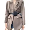 Womens Suits Blazers Business Casual Jackets with Fanny Pack Sashes Pure Color Metal Pattern Lady Coats mens womens suitable clothing Designer Luxury Apparel