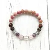 Soulagement du Stress Anxiété Bracelet 7 Cristaux Guérison Poignet Mala Perles Pour Gratitude Quotidienne Rhodonite Perlé Strands293N