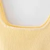 Sexy Backless Yellow Camisoles Women Solid Knitted Short Tank Tops Summer Sleeveless Basic Cropped Ropa Mujer 210515