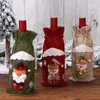 Juldekorationer Santa Claus Wine Bottle Cover Linne Väskor Snögubbe Ornaments Hem Party Table Decorations Presenter 5015 Q2