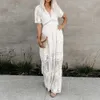 2021夏の渤海の女性のマキシドルーオース刺繍ホワイトレースロングチュニックビーチDRVACACHATIONホリデー服X0621