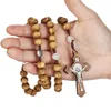 Collane con ciondolo Collana di preghiera del rosario fatta a mano di moda Gioielli cattolici Girocollo con perline religiose Croce tessuta a mano