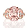 OEVAS 100％925スターリングシルバー作成モルガナイト宝石の結婚式の婚約ダイヤモンドリングファインジュエリー卸売211217