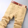 Heren Khaki Jeans Klassieke Stijl Zakelijke Mode Effen Kleur Stretch Straight Denim Broek Mannelijke Merk Broek 210716