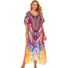 Paski kostium kąpielowy Cover Up Beach Tunika Sarong Robe De Plage Wear Kaftans Long Sukienka Damska Pływanie Nosić Q1210 210420