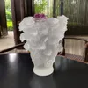 먹는 럭셔리 크리스탈 장미 꽃병 거실 투명 홈 장식 액세서리 탁상용 전통 컬러 유약 꽃병 테이블 유리 공예품