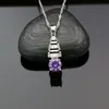 Silver 925 conjuntos roxos para mulheres cubic zirconia cristal brincos colar pingente anel jóias kit