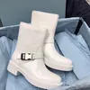 مع Box 2021 Platform Women's Onkle Boots Winter Belt Boxle Designer RENNYLON أحذية جلدية مصنوعة من أحذية عالية الجودة EU35-41