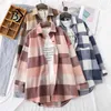 Spring Women Big Plaid Full Sleeve Thick Warm Woolen Shirt Jacket Winter Oversize Tops Stylish Girl Casual Outwear T0N444T 211112