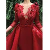 Dresses Plus Evening Size Illusion Long Sleeves Elegant Dubai Arabic Sequins Prom Gowns Party Dress00056