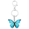 Bonsny Acrylic Blue Morpho Butterflyキーチェーンキーリング動物キーチェーンジュエリー女性のための女の子の女性のファッションバッグ車のアクセサリー