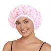 Chapeau de bain imperméable bord en dentelle extensible bonnet de douche épaissi motif de fleurs à pois élastique couverture de cheveux fournitures de salle de bain