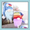 Christmas Decorations Festive & Party Supplies Home Garden Rainbow Faceless Doll Gnome Knitted Hat Plush Dolls Gift Household Desk Decor Dro