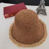 Wide Brim Hats QUHENG Woven Straw Hat Ladies Raffia Raw Edge Outdoor Sunshade Beach Sun For Woman Foldable M94 Delm22