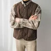 Iefb höst vinter förtjockad bomull väst plaid lös vintage koreansk mode varm väst casual grundläggande clthes män 9Y4574 210524