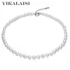 YIKALAISI 925 Sterling Silber Natürliche Halskette Modeschmuck Für Frauen 6-7mm Perle 3 Farbe