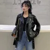Ly Varey Lin Spring Autumn Women Giacca di pelle Lady Big Topches Zippers Motorcycle Biker Coats Fe Fux Jackets 210526 210526