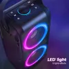 W-King T9 Karaoke Bluetooth Party Speaker 80W (100W Peak) högtalare, trådlöst TWS-högtalare med Bassup Tech, Mixed Color LED-lampor, TF-kort / USB-uppspelning RGB Subwoofer