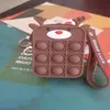Chirismat 스타일 푸시 버블 코인 가방 지갑 키 체인 어린이 성인 딤플 장난감 압력 릴리프 보드 컨트롤러 장난감 창의력 포퍼 가방 크리스마스 선물