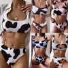 Cikini 2020 nouvelles femmes Sexy mode lait imprimé Bikini costume taille moyenne fendu plage Push Up brésilien maillot de bainX0523