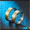 Gold Kontrastfarbe Diamant Ring Streifen Edelstahl Paar Engagement Hochzeit Ringe Band Geschenk Will und Sandy GB7XK 7VJ9C