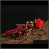 Sieraden Drop Delivery 2021 Retro Windscent Roses Fashion Simple Handweven Red Rope Anklets T7K13