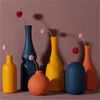 Morandi Colore Vaso di Ceramica Disposizione Vasi di Fiori Nordic Decorazione Della Casa Contenitore Secco Inserter Desktop Decori 211215