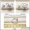 Biżuteria Ustawienia Perły Pierścień 925 Sliver Pierścienie DIY Dla Kobiet Dziewczyna Regulowany Rozmiar Oświadczenie Moda Drop Dostawa 2021 VGSE3