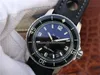 Zegarki fabryczne ZF 5015C-1130-52B Fifty Fathoms 45mm Stal nierdzewna Cal.1315 Autoamtic Mens Watch Sapphire Bezel Czarna tarcza Płócienny pasek Sportowe męskie zegarki na rękę