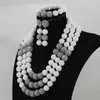 Boucles d'oreilles Collier incroyable Déclaration de perles de corail blanche Ensemble Silver African Wedding Bijoux pour Femmes Parti CNR835