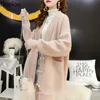 Neoploe Koreański leniwy styl Luźny Plus Size Dzianiny Kartkowość V Neck Solid Wróżka Koralik Panie Sweter Moda Pull Femme Hiver 45525 210422