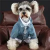 Élégant marque Denim chemise pour animaux de compagnie printemps automne chien veste fleur imprimé chiot chat chiens vêtements poméranien Corgi Bichon