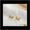 Bijoux S925 Sterling Sier 18K plaqué or haltère boucles d'oreilles boucles d'oreilles pour hommes femmes classique livraison directe 2021 Uolu2