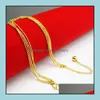 Anklets Jewelry Simple Woman Yellow Gold Filled 4 Layered Thin Beads Bracelet On The Leg Drop Delivery 2021 Imygq