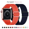 Nylon Solo Loop Stofriemen voor Apple Horlogeband 7 6 SE 5 4 3 2 1 Serie Verstelbare Stretch Gevlochten Sport Elastics Vrouwen Mannen Band 38/40/41mm 42/44 / 45mm