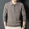 Pull cachemire homme col polo 100% pure laine support couleur unie 211221